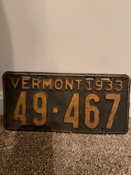 1933 Vermont license plate